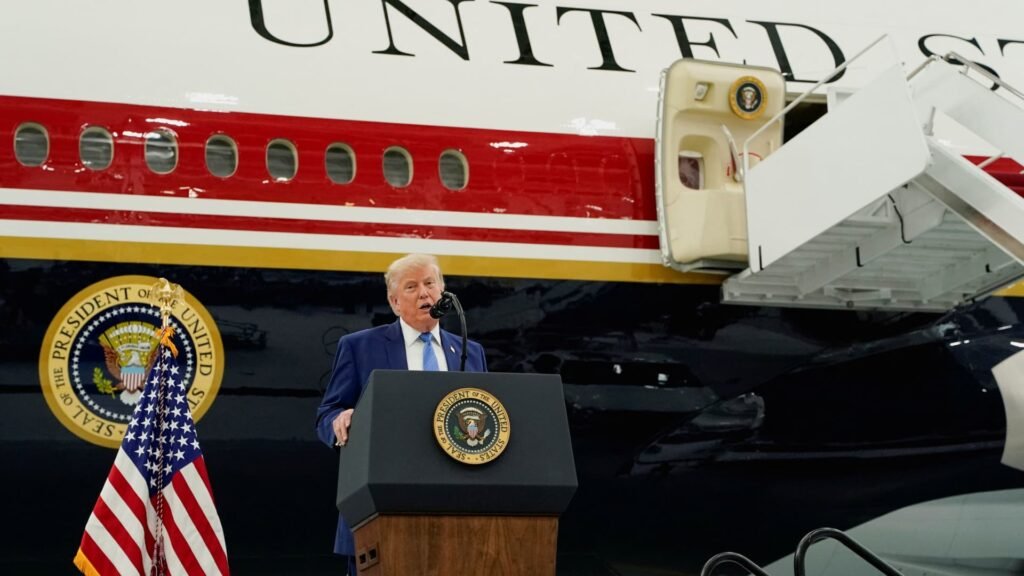 Trump unveils the new Air Force One, a converted Qatari jet