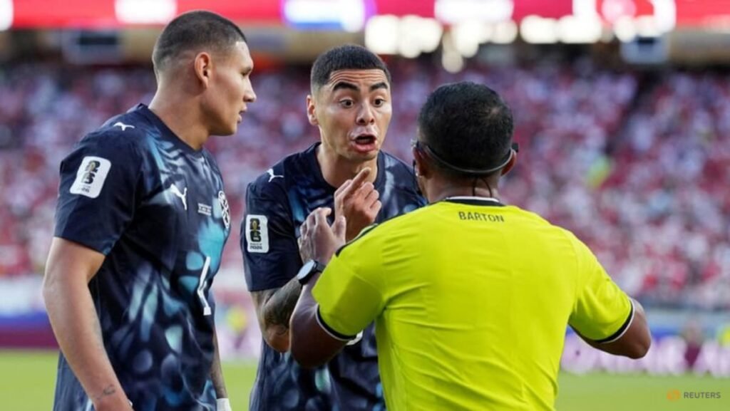 Paraguay’s Almiron sent off for covering his mouth with his hand against Turkey