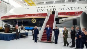 Trump unveils interim Air Force One, gifted from Qatar