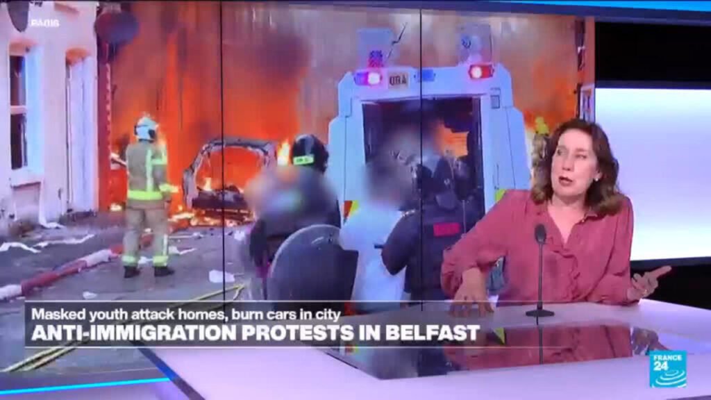 Anti-immigration protesters torch buildings and vehicles, block roads over Belfast stabbing