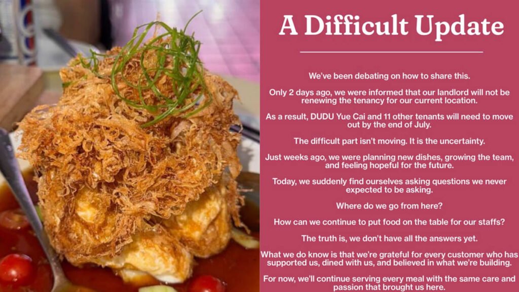 Cantonese eatery Dudu to close after landlord gives owner a month to move out before lease expiry