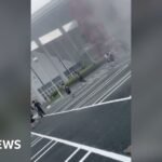 People evacuate Aeon Mall after earthquake strikes Japan