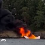 Watch: Passengers rescued safely after fiery seaplane crash