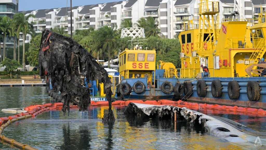 Salvage operation to remove wreck of luxury yacht at Sentosa Cove begins a month after blaze