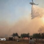 Two helicopters fighting Greece wildfires collide