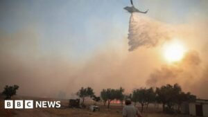 Two helicopters fighting Greece wildfires collide