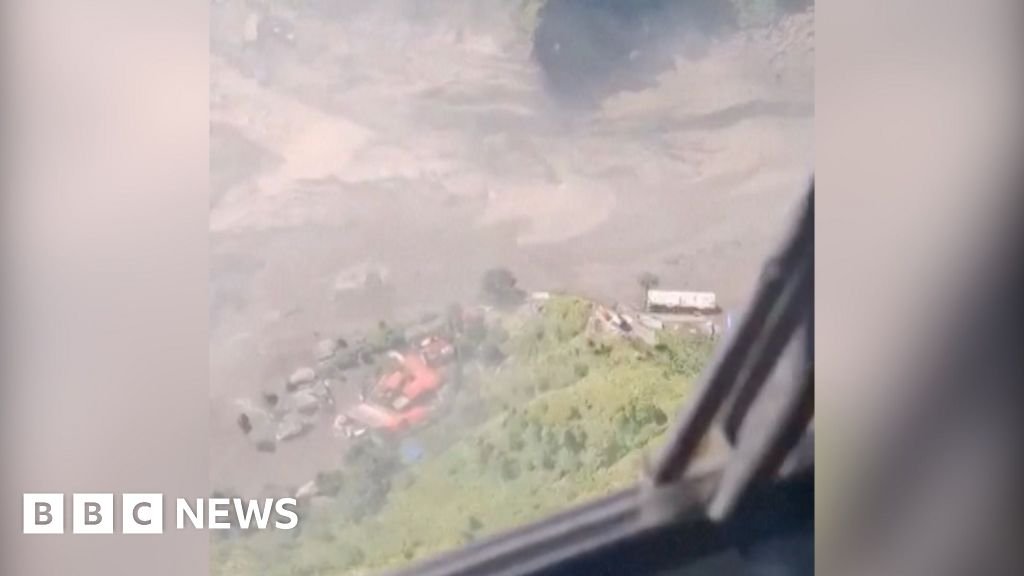 Aerial footage shows flash flood on Nepal-Tibet border