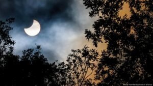 Solar eclipse over Arctic, North Atlantic