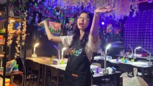 She quit school twice. Her horror art studio nearly closed. Now, its neon art jams book out most weekends