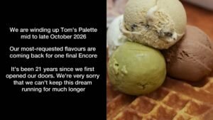 Singapore-born gelateria Tom’s Palette to close after 21 years