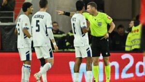 Israel’s Abu Farchi sent off after gun gesture celebration