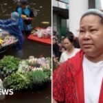 Bangkok locals create floating market during floods in Thailand