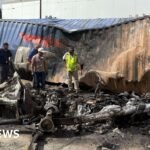 Photos show charred wreckage from deadly crash of news helicopter in LA