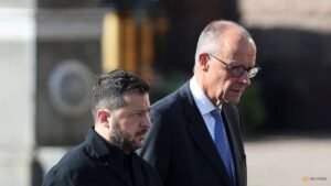 Russian strikes hit Kyiv while Germany’s Merz visits