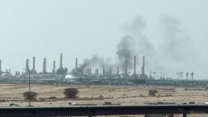 Oil prices rise as storms and air strikes threaten supply