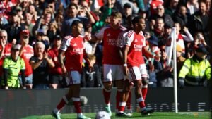 Guimaraes grabs winner as Arsenal rally to beat Leeds