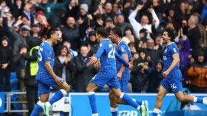 Brighton’s Gomez scores spectacular goal from halfway line