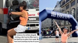 Chinese fitness influencer apologises after being caught riding bicycle during Berlin Marathon