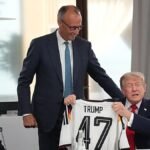 Video. Watch: German chancellor surprises Trump with ‘Trump 47’ football jersey at G7