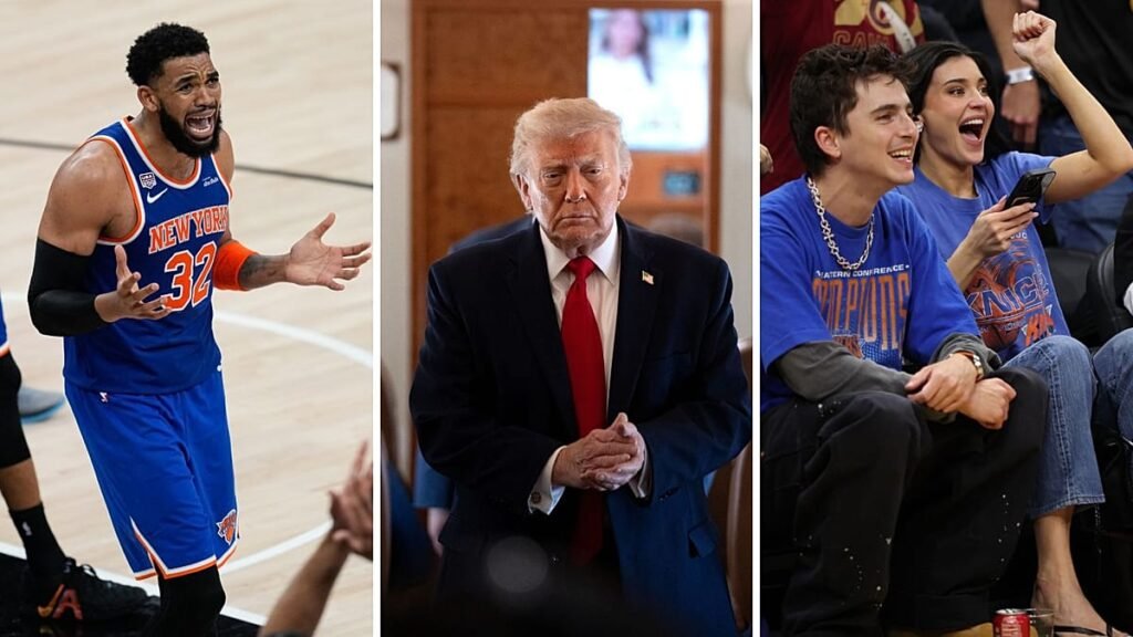 NBA fans worry as Trump crashes the Knicks’ biggest party in 27 years