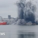 Ukraine strikes ‘illegal’ cargo ships in Sea of Azov as Putin prepares for key speech