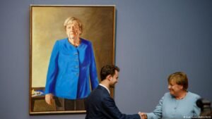 Angela Merkel unveils official portrait in Berlin