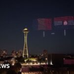 Drones create the first-ever FIFA scoreboard in Seattle sky