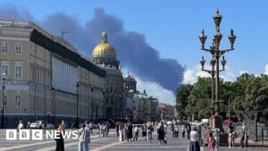 Steve Rosenberg: Lasting image of Russia’s economic forum is plume of smoke over St Petersburg