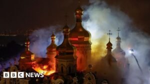 Ukraine war: Russian strikes kill nine and historic Kyiv cathedral damaged