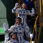 Russia launches American and two cosmonauts to space station with rare NASA chief visit
