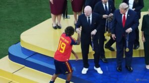 Boos as Trump and Infantino enter the field for World Cup trophy ceremony