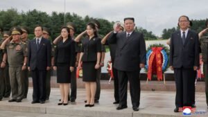North Korea’s Kim Jong Un marks war anniversary with daughter by his side