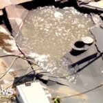 Watch: Sinkhole and flooding in Los Angels after burst water pipe