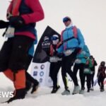Marathon runners compete on drifting sea ice at North Pole