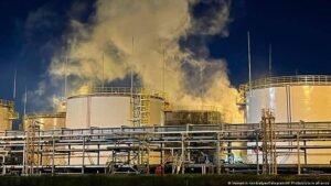 Ukrainian drone strikes ignite fires at Russian oil sites