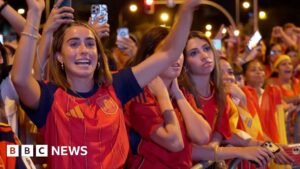 Moment fans in Madrid celebrate World Cup win against Argentina