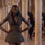 With model Ajak Dhieu at the Paris haute couture shows