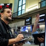 Shares dip on pressure from technology; yields and oil fall