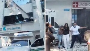 Buildings collapse after magnitude 7.4 earthquake in Colombia