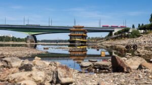 Rhine River drops to record low levels, grounding ships