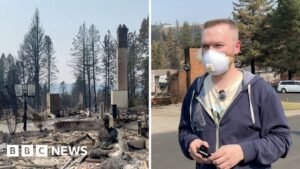 Watch: BBC reports from Spokane neighbourhood devastated by fires
