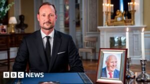 Norway’s Haakon remembers ‘my dear father’ in first speech as king