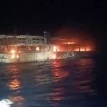 Philippine ferry fire kills 5, 87 missing
