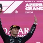 Russell fends off Verstappen to win in Baku, Antonelli fifth