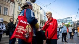 East German leader styles self as one-woman bulwark to AfD
