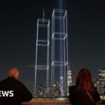 Drone display recreates the Twin Towers over New York City
