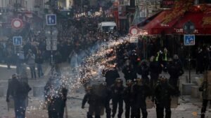 Police and protesters clash in some of France’s worst unrest in years