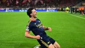 Rice rescues Arsenal at Bayern as Real Madrid hit four