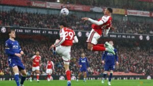Gabriel shines at both ends as Arsenal ease past Everton to go level with Man City