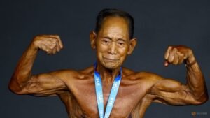 Japanese bodybuilder, 90, flexes ageless ambition on Spanish stage